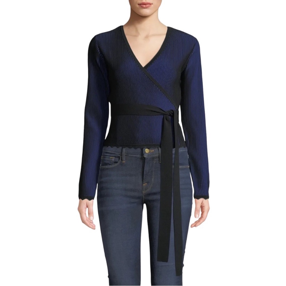 Diane Von Furstenberg Laura Cropped Long-Sleeve Wrap Top - Picture 1 of 3